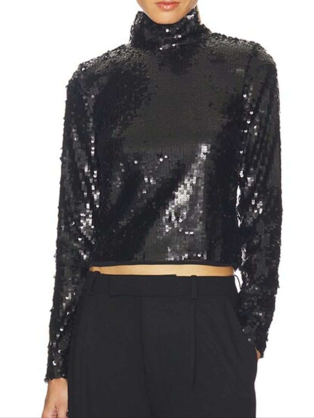 rag & bone Lucy women’s Black disc Sequin Mock Neck Top size S new with tags